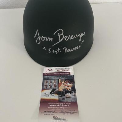 Tom Berenger Signed Platoon Helmet Inscribed S Sgt. Barnes- JSA 