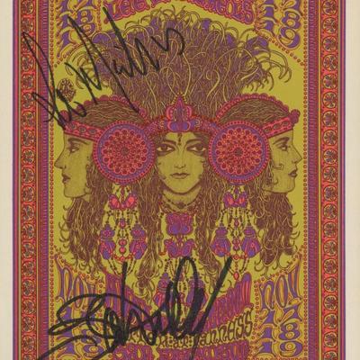 Bo Diddley and Lee Michaels signed concert postcard