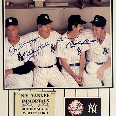 Joe DiMaggio, Whitey Ford, Billy Martin and Mickey Mantle signed photo