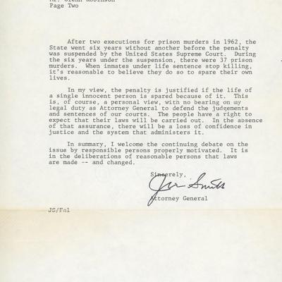 Jim Smith Florida Attorney General signed letter 