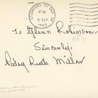Patsy Ruth Miller signed note