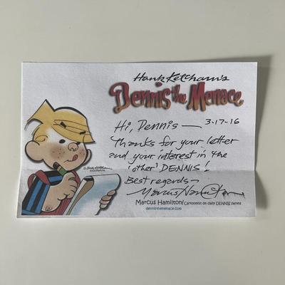 Dennis the Menace Hank Ketcham signed note 