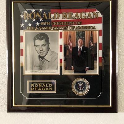 Ronald Reagan signed photo collage