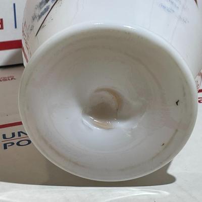 Vintage Hand-Blown Peachblow Style Milk Glass Hand Decorated Vase 8.5" Tall in Good Preowned Condition.