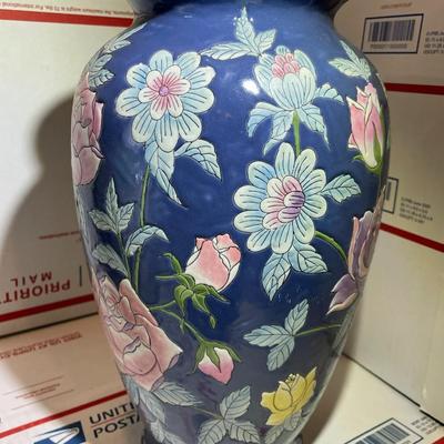 Vintage Macau Style Vase 12" Tall Ex-Lamp Made in Good Preowned Condition as Pictured.