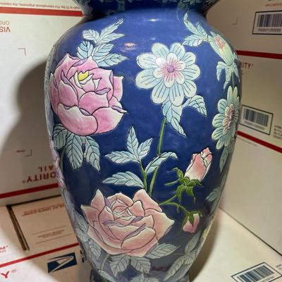 Vintage Macau Style Vase 12" Tall Ex-Lamp Made in Good Preowned Condition as Pictured.
