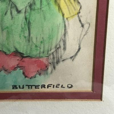 CORTLAND BUTTERFIELD Clown Hand Colored Lithograph/Print - Pencil Signed Frame Size 17" x 21" Preowned from an Estate.