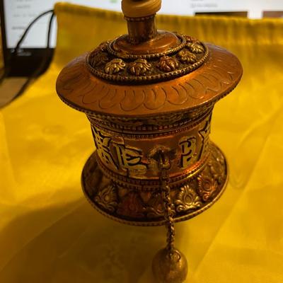 Vintage Asian Prayer Hand Wheel 11" Tall and in Good Preowned Condition.