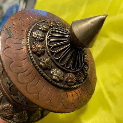 Vintage Asian Prayer Hand Wheel 11" Tall and in Good Preowned Condition.