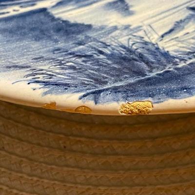 Antique Dutch Early Windmill Blue/White Plate 9-1/2" Diameter in Fair-Good Preowned Condition w/1 Side Fleck as Pic'd.