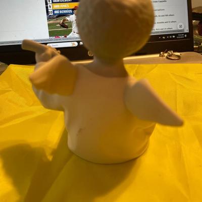 LLADRO Black Angel Figurine Playing the Mandolin by the Black Legacy Series Retired Matt Finish in Good Preowned Condition.