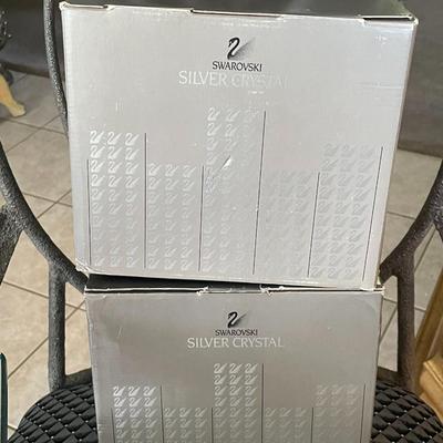 (2) SWAROVSKI 125 CANDLEHOLDERS WATERLILY *Largest* Designer: Max Shreck. Introduced: 1979. Retired: 2020. Swarovski Crystal Code...