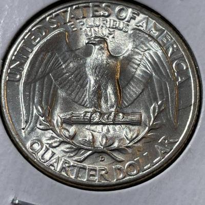 1947-D MS65/66 CONDITION WASHINGTON SILVER QUARTER AS PICTURED.