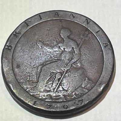 Great Britain 1797 Penny Coin George III Penny/Cartwheel Coin #2 as Pictured.