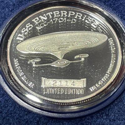 1992 Star Trek Next Generation Captain Picard 1 oz. Silver Coin in Original Packaging as Pictured.