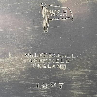 Scarce Victorian Era Dated 1887 Walker & Hall Sheffield England Silver Plated Leaded Glass Cruet Set of 6 w/Carrier 7.5" Tall...