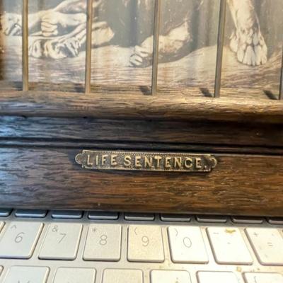 Vintage "A Life Sentence Lion & Lioness Print" 10.25" x 8.5" – Caged Frame in Good Preowned Condition as Pictured.