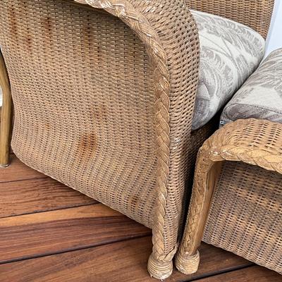 552 Lloyd Flanders Wicker Chair and Ottoman As-IS