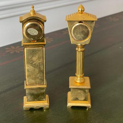 2 Miniature Gold-Tone Clocks