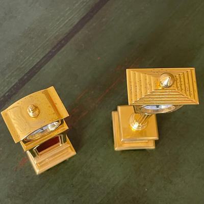 2 Miniature Gold-Tone Clocks