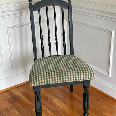 Dark Green Chair with Gingham Cushion