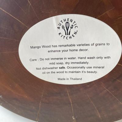 Large Wooden Bowl and Wooden Divided Serving Bowl