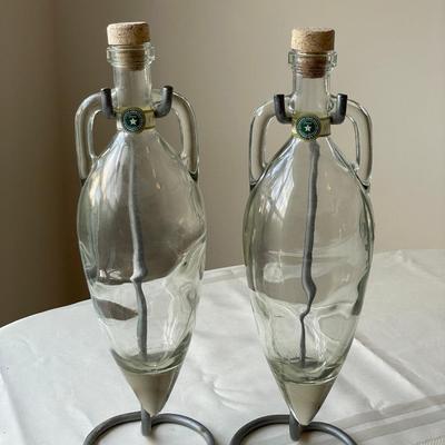 2 Shonfeld’s Hanging Vinegar Bottles (Empty) with Stands
