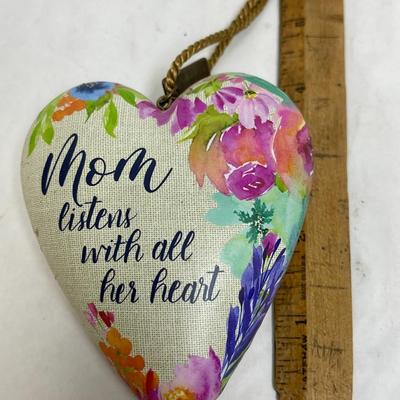 Metal Heart with attached old key - for Mom