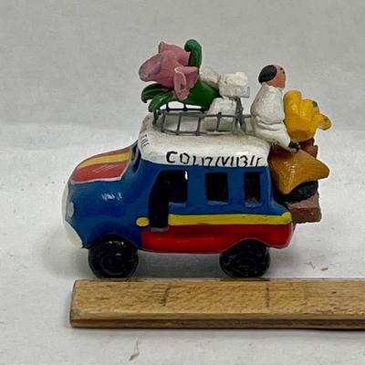 Colombian Folk Art Clay Fruit and Vegetable Truck. Hand-Made Clay Model