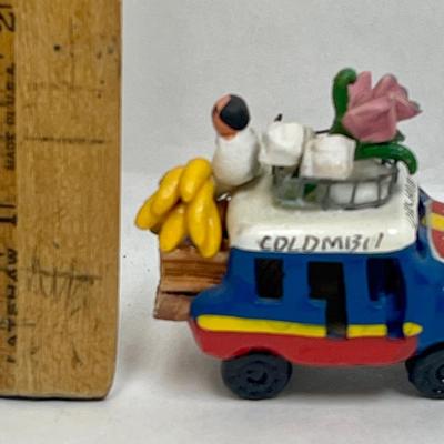 Colombian Folk Art Clay Fruit and Vegetable Truck. Hand-Made Clay Model