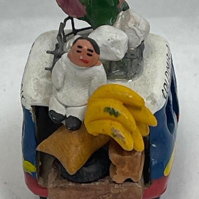 Colombian Folk Art Clay Fruit and Vegetable Truck. Hand-Made Clay Model