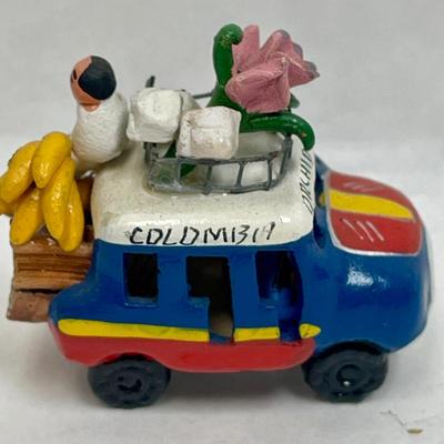 Colombian Folk Art Clay Fruit and Vegetable Truck. Hand-Made Clay Model