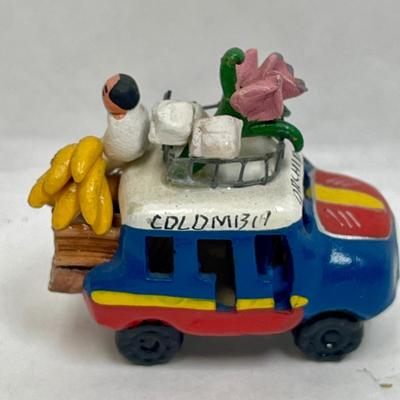 Colombian Folk Art Clay Fruit and Vegetable Truck. Hand-Made Clay Model