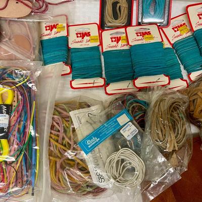 Leather Craft Supplies Lot - Many Suede Lace pieces lots of colors, leather remnants, etc