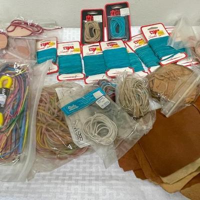 Leather Craft Supplies Lot - Many Suede Lace pieces lots of colors, leather remnants, etc