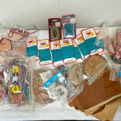Leather Craft Supplies Lot - Many Suede Lace pieces lots of colors, leather remnants, etc