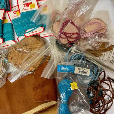Leather Craft Supplies Lot - Many Suede Lace pieces lots of colors, leather remnants, etc