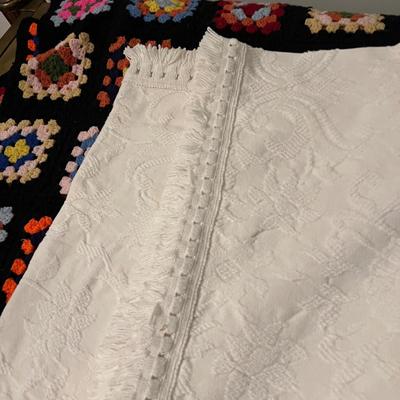 Lot of 2 Granny Square Afghans + 2 Chenille Bedspreads
