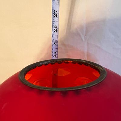 Antique Red Glass Brass Kerosene Parlor Lamp 24" Tall