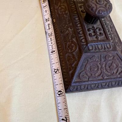 2 Antique Decorative Cast Iron Desk Paperweights Blotters