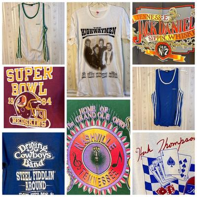 Lot of 8 Vintage T-Shirts - Willie Nelson, Red Skins, Drifting Cowboys, Hank Thompson