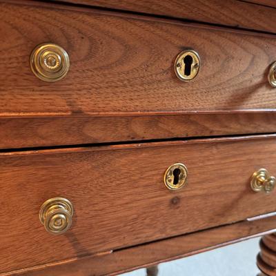 Two Drawer Wooden Side Table w/ Rope Carved Legs (3PB-DZ)