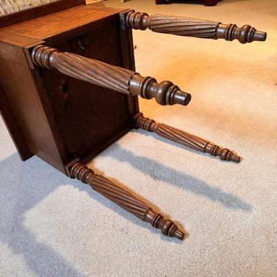 Two Drawer Wooden Side Table w/ Rope Carved Legs (3PB-DZ)
