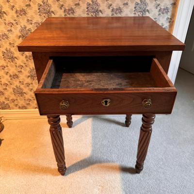 Two Drawer Wooden Side Table w/ Rope Carved Legs (3PB-DZ)
