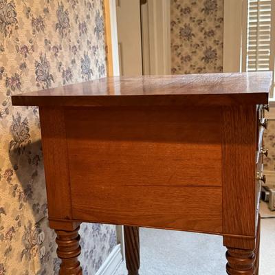 Two Drawer Wooden Side Table w/ Rope Carved Legs (3PB-DZ)