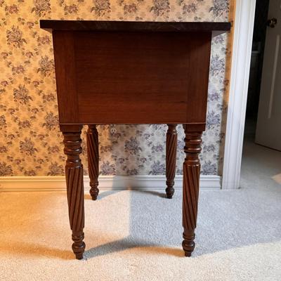 Two Drawer Wooden Side Table w/ Rope Carved Legs (3PB-DZ)