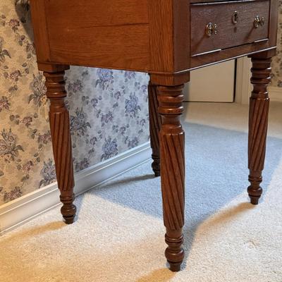 Two Drawer Wooden Side Table w/ Rope Carved Legs (3PB-DZ)