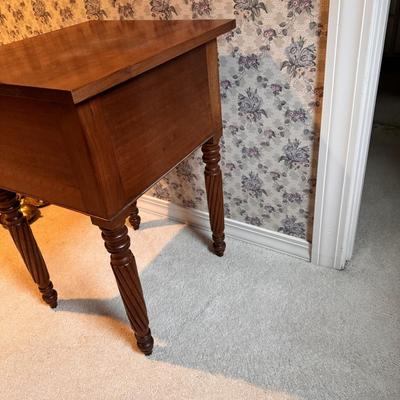 Two Drawer Wooden Side Table w/ Rope Carved Legs (3PB-DZ)