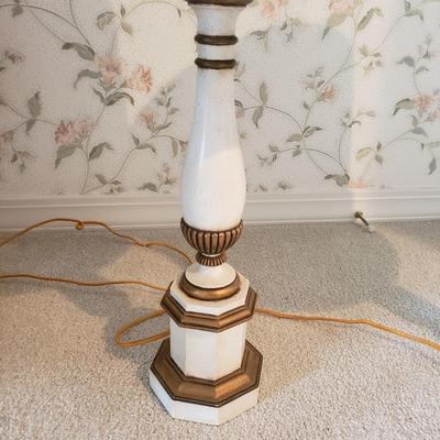 Two Wood Lamps w/ White and Gold Coloring (3GB1-KD)