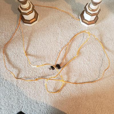 Two Wood Lamps w/ White and Gold Coloring (3GB1-KD)